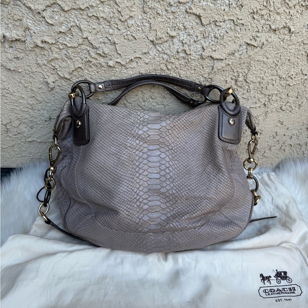 Coach python leather satchel crossbody w/ dust bag - Picture 11 of 16